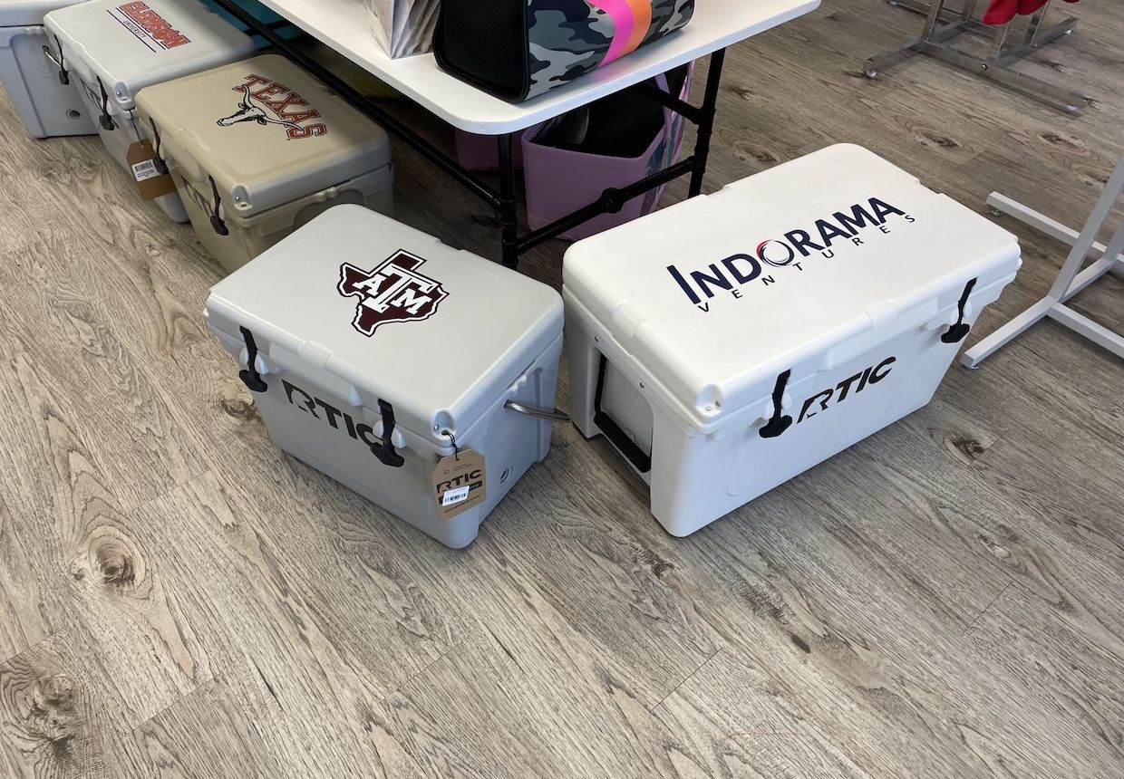 Custom Company Swag Coolers from Spring Monogramming