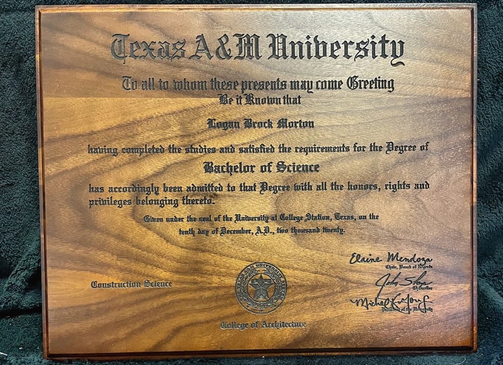 Custom Wood Placard Engraving